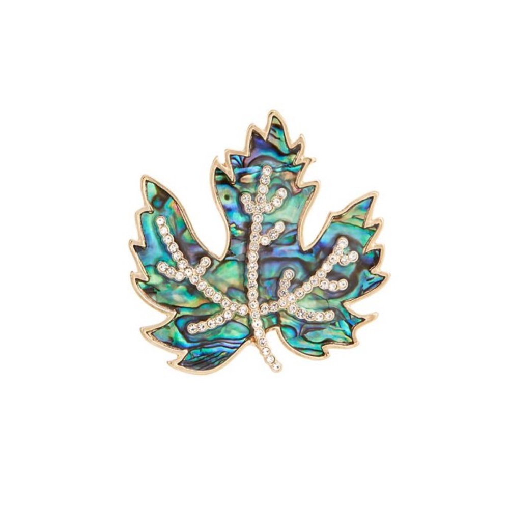 Dana Buchman Gold Tone & Abalone Leaf Pin nwt